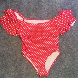Red Polka Dot One Piece Swimsuit